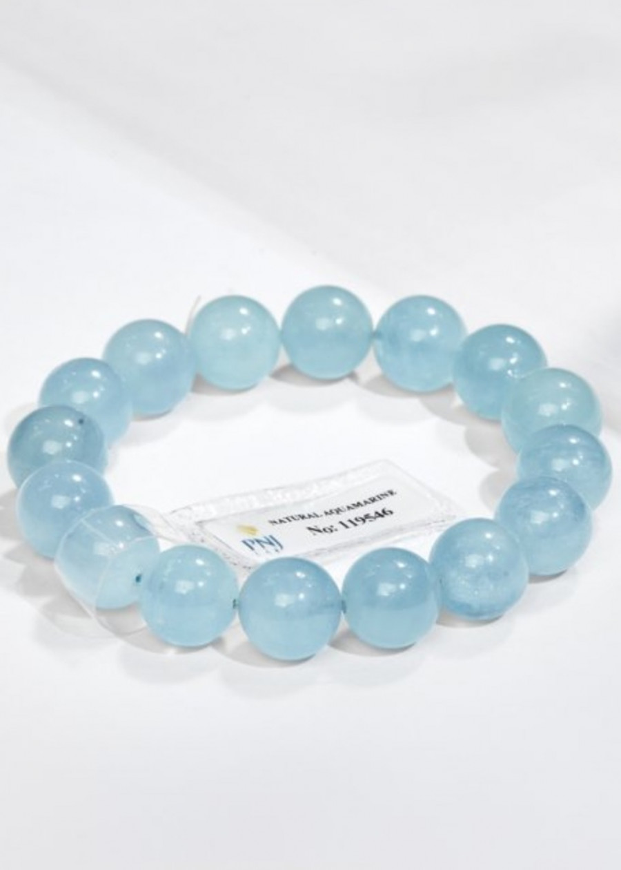 Gembank Lắc Tay Aquamarine 12MM Kèm Giấy Kiểm Định