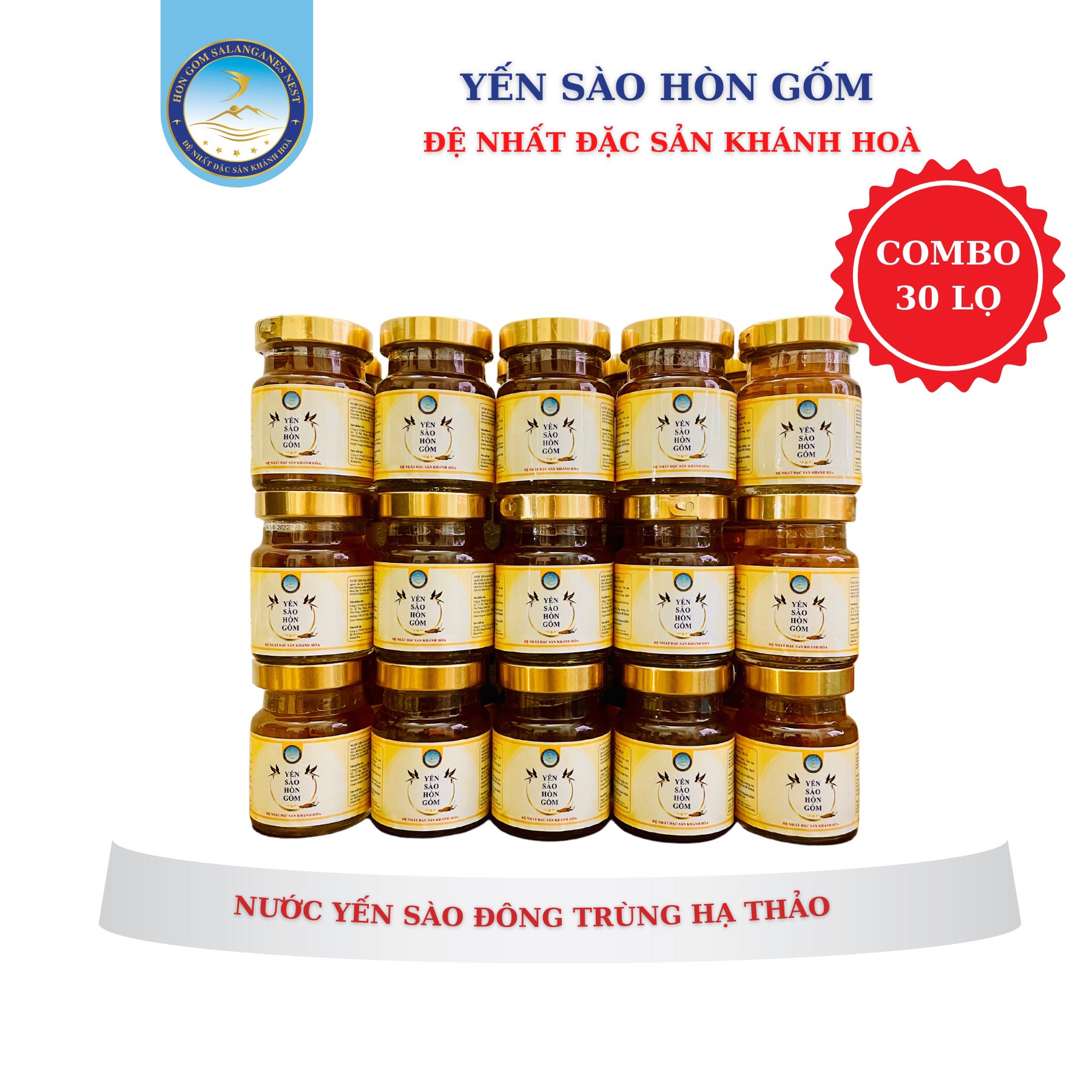 [COMBO 30 LỌ 70ML] Nước Yến Sào Đông Trùng Hạ Thảo- Yến Sào Hòn Hốm Chính Hiệu Khánh Hoà - H G SALANGANES NEST