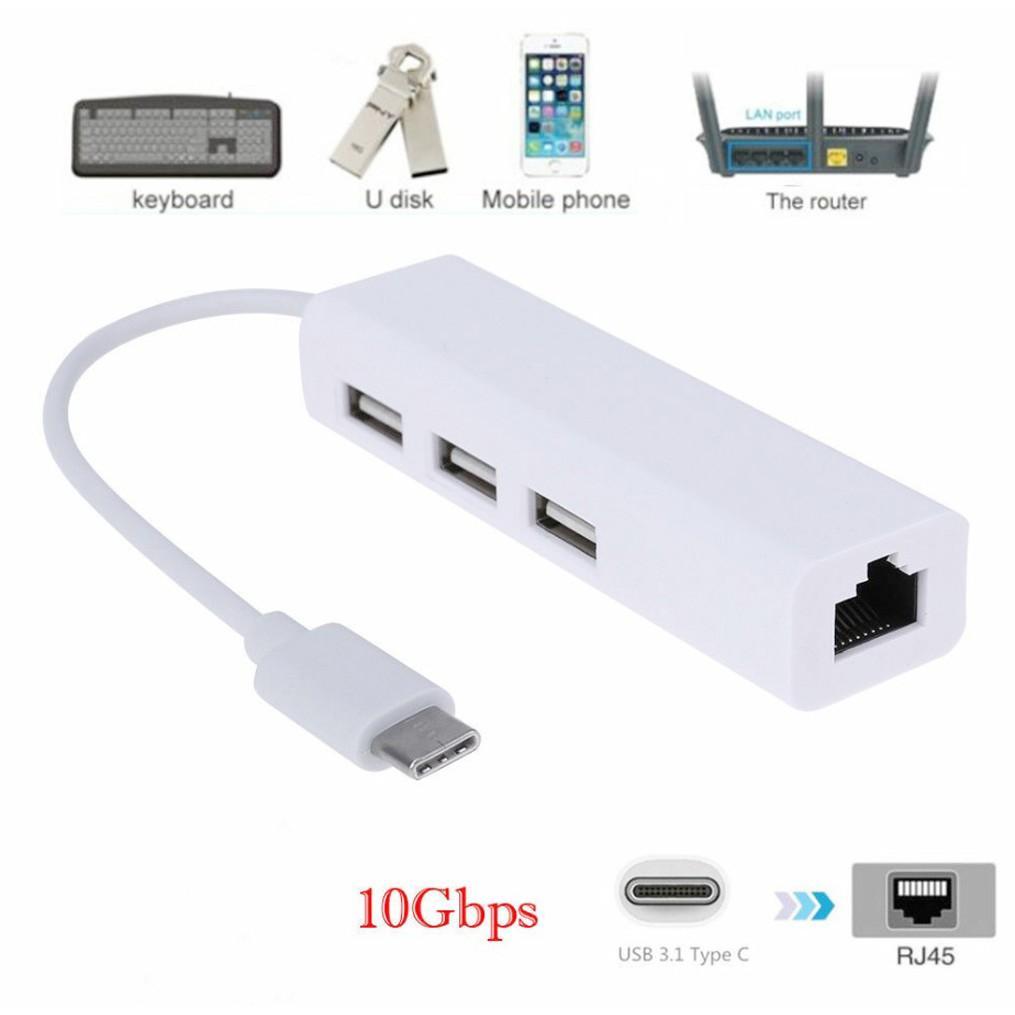 Thiết bị chuyển đổi mạng Lan Ethernet USB 3.1 từ 3 cổng Type C sang RJ45