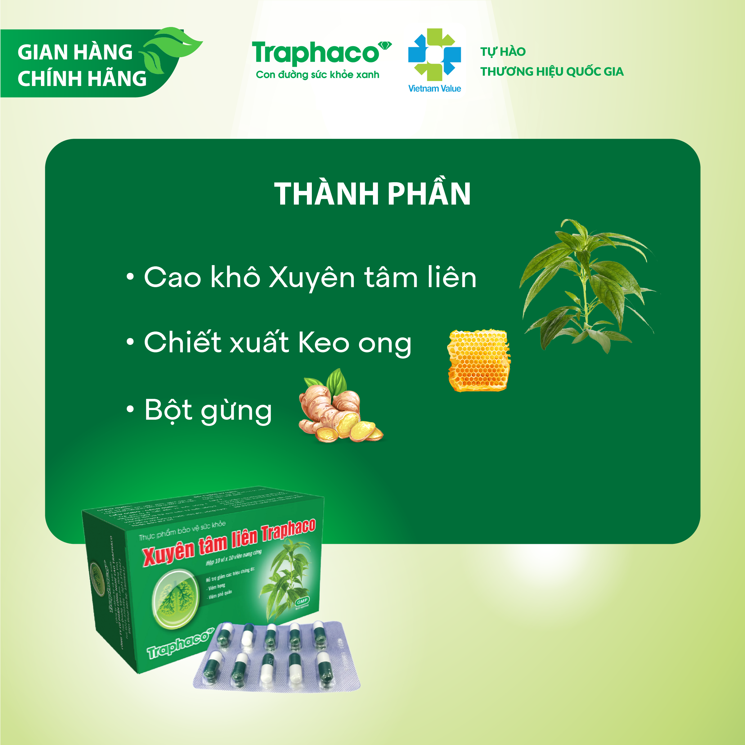 XUYÊN TÂM LIÊN - GIẢM TRIỆU CHỨNG VIÊM HỌNG, VIÊM PHẾ QUẢN, BỔ PHỔI