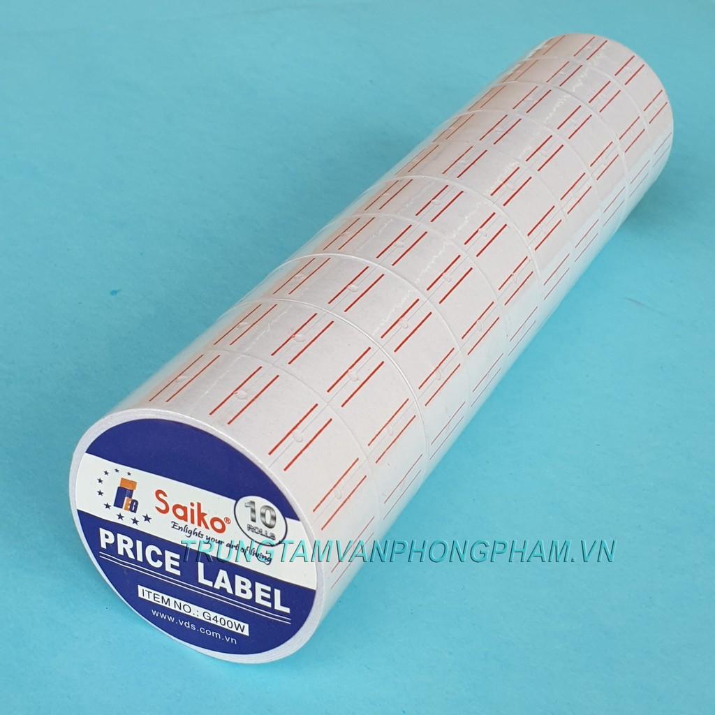 Lốc 10 cuộn băng keo dán giá, dùng cho máy bắn giá hoặc cũng có thể ghi tay hoặc đóng dấu.