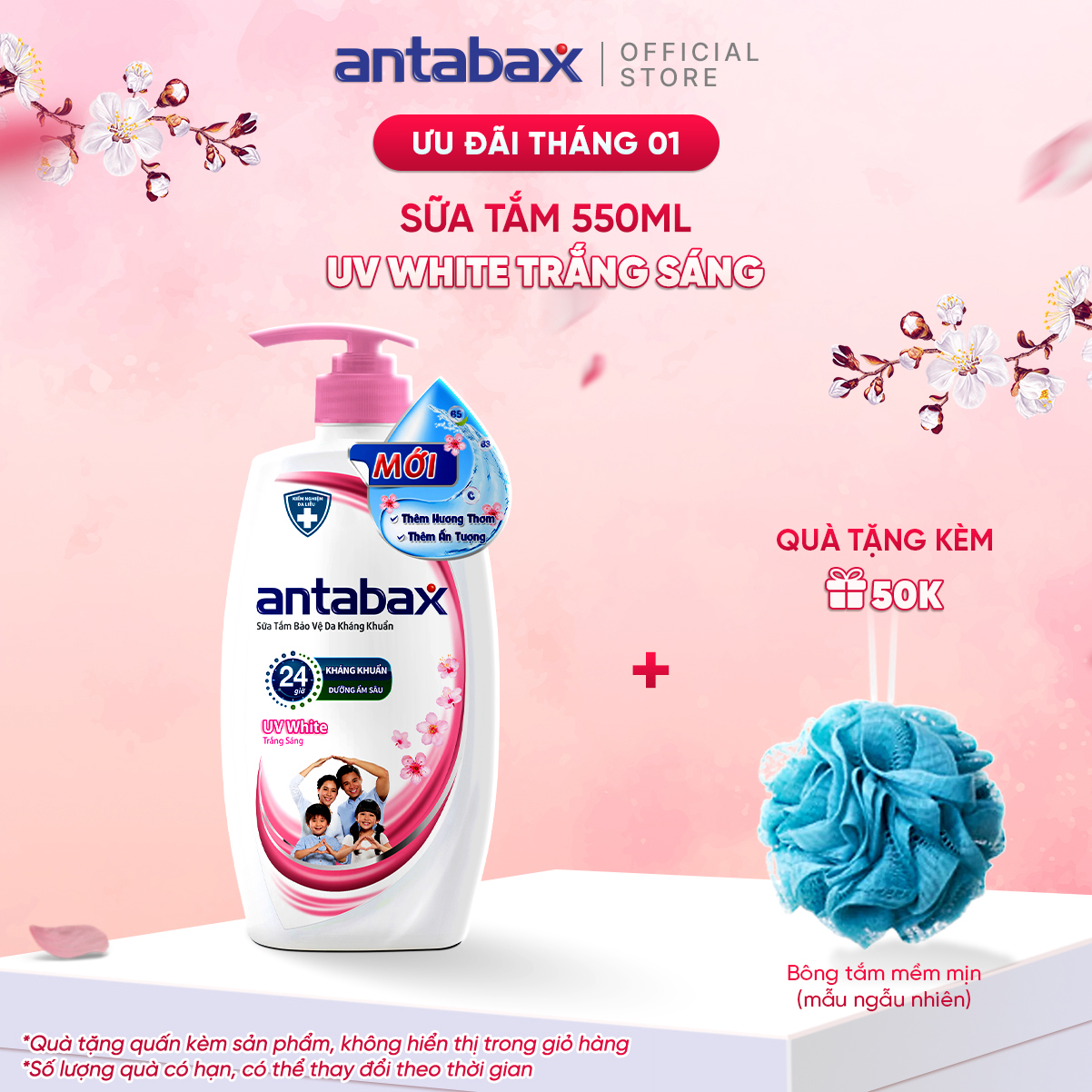 Sữa Tắm Bảo Vệ Da Kháng Khuẩn Antabax UV White Trắng Sáng 550ml