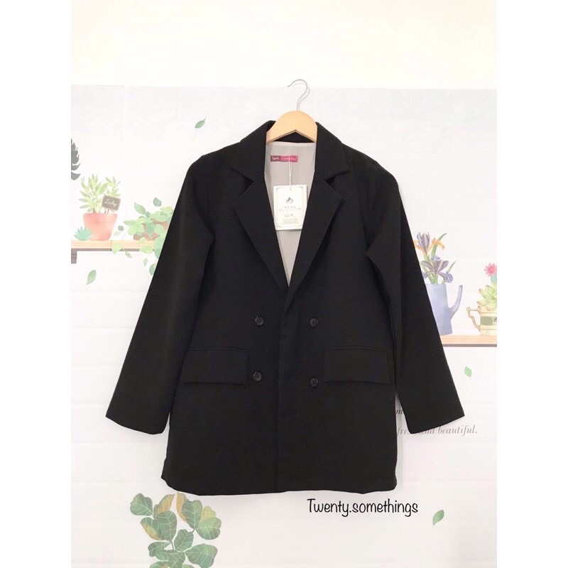 ÁO BLAZER ĐEN 2 LỚP ULZZANG HÀN QUỐC (ảnh thật/sẵn/có video)