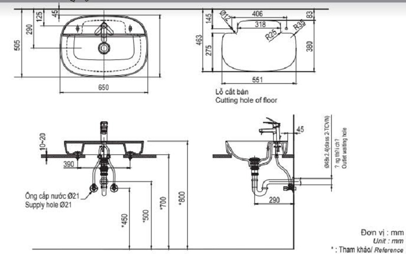 Chậu rửa bán âm bàn Inax L-345V