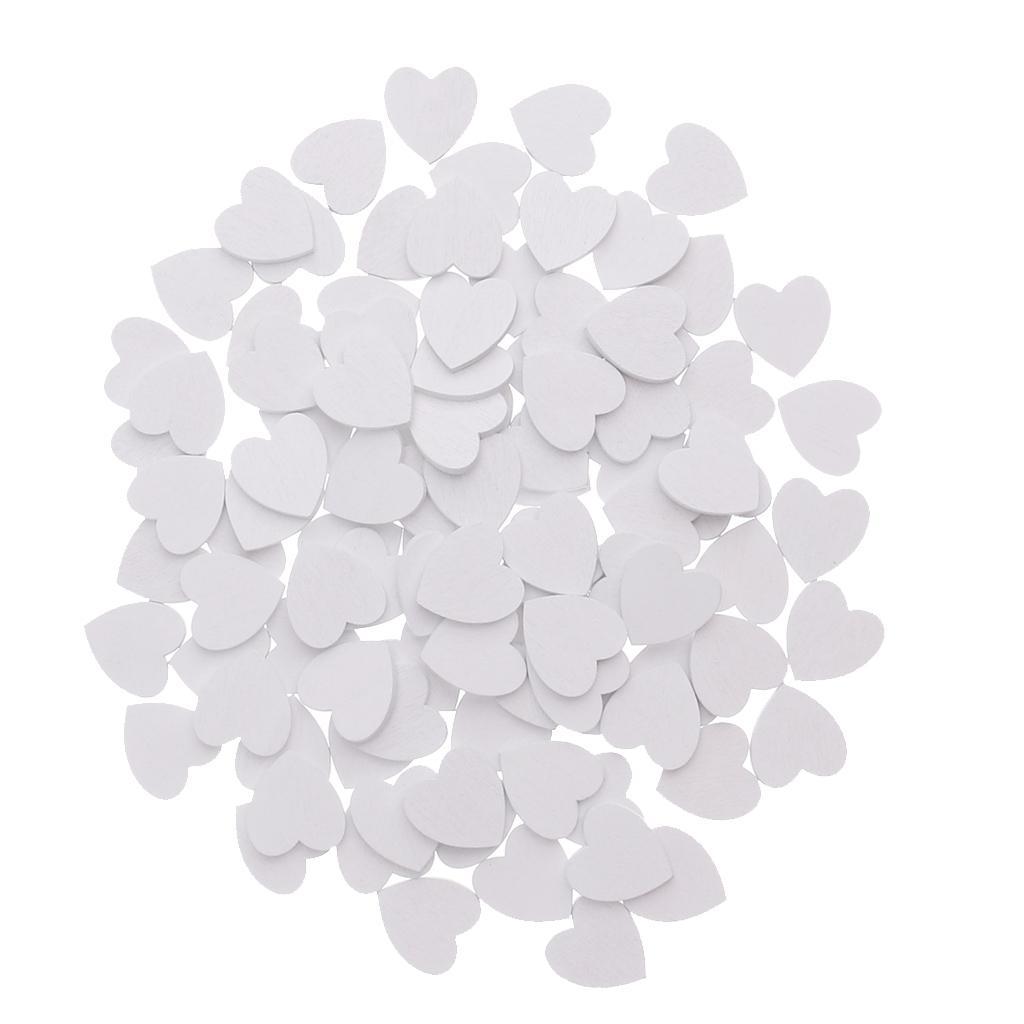 3-7pack 100 Pieces White Wooden Love Heart Shapes Craft Wood Embellishments