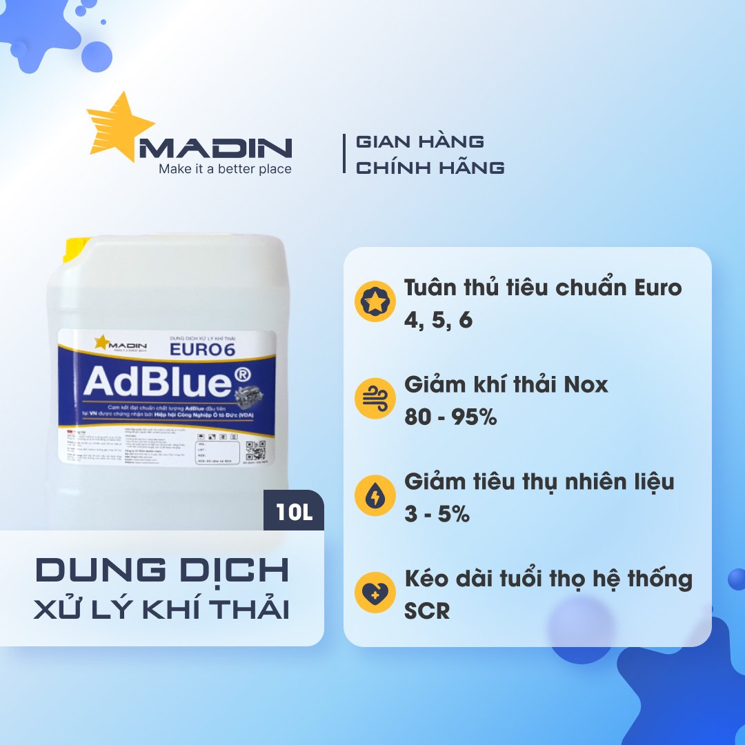 Dung Dịch Xử Lý Khí Thải Động Cơ Dầu Diesel Madin AdBlue/DEF/Nước Ure + Vòi rót