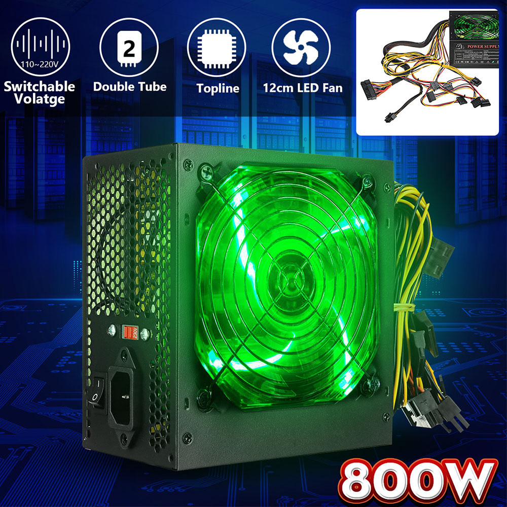 Bộ Nguồn Điện 120mm 800w Với Đèn LED Quạt Máy Tính Điện Áp Chuyển Đổi Thủ Công 110 ~ 220v