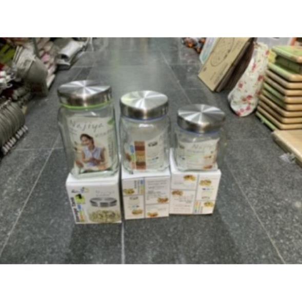 Lọ thuỷ tinh nắp i nốc hình vuông cao cấp 3 cỡ