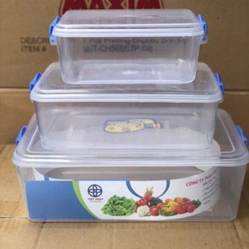 Bộ hộp nhựa đựng thực phẩm khóa gài 