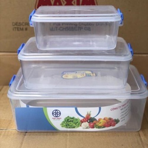 Bộ hộp nhựa đựng thực phẩm khóa gài