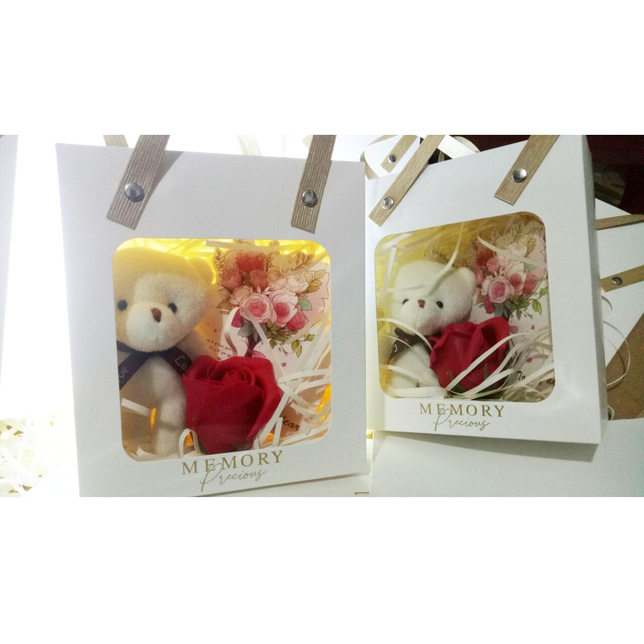 Hộp quà gấu bông, set hoa gấu tặng ngày 8/3 valentine 20/10