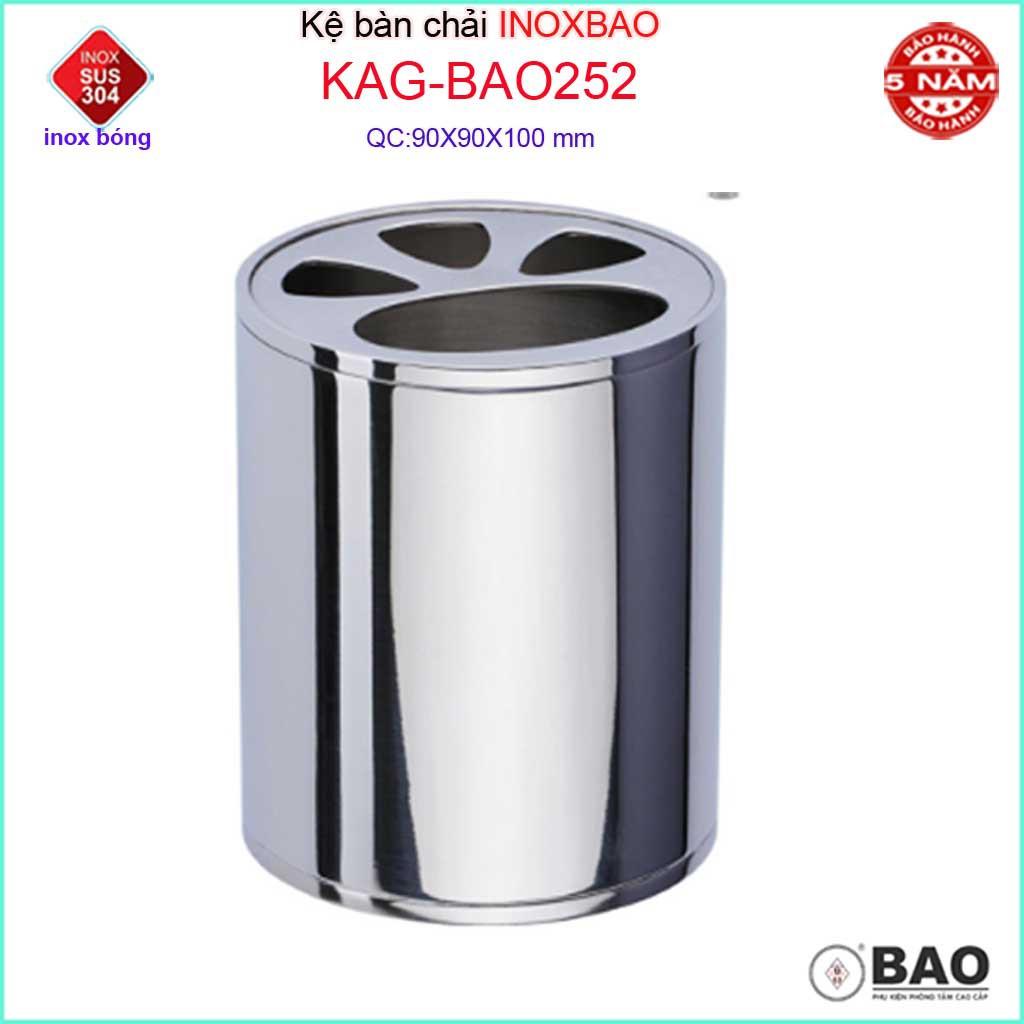 Kệ bàn chải Inox Bảo KAG-BAO252, giá để kem đánh răng đặt bàn-treo tường SUS304 bóng sáng thiết kế tuyệt đẹp sang trọng