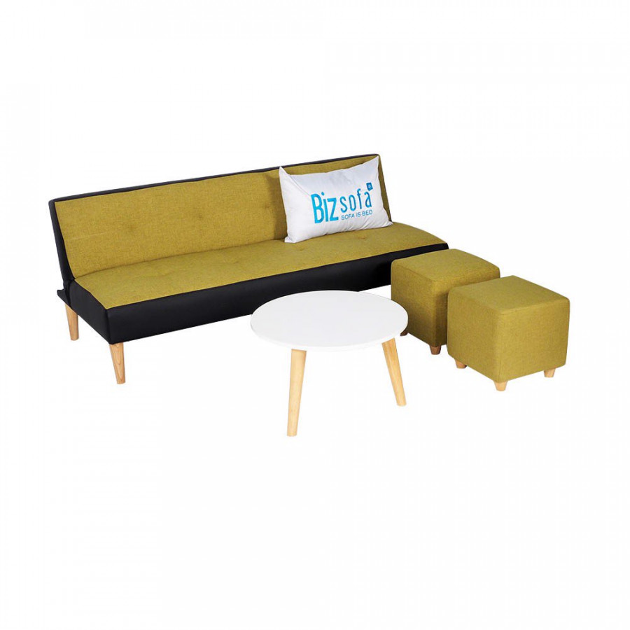 Trọn Bộ Sofa Phòng Khách Bizsofa - Bed - B499 (Sofa Giường + Bàn Tròn + 2 Đôn vuông)