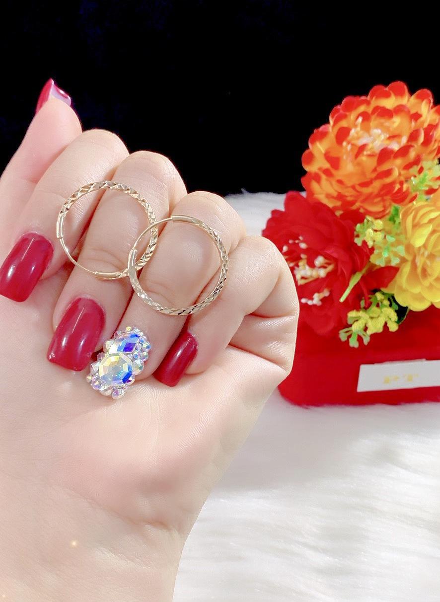 Bông tai nữ khoen tròn lớn mạ 18k cao cấp P07