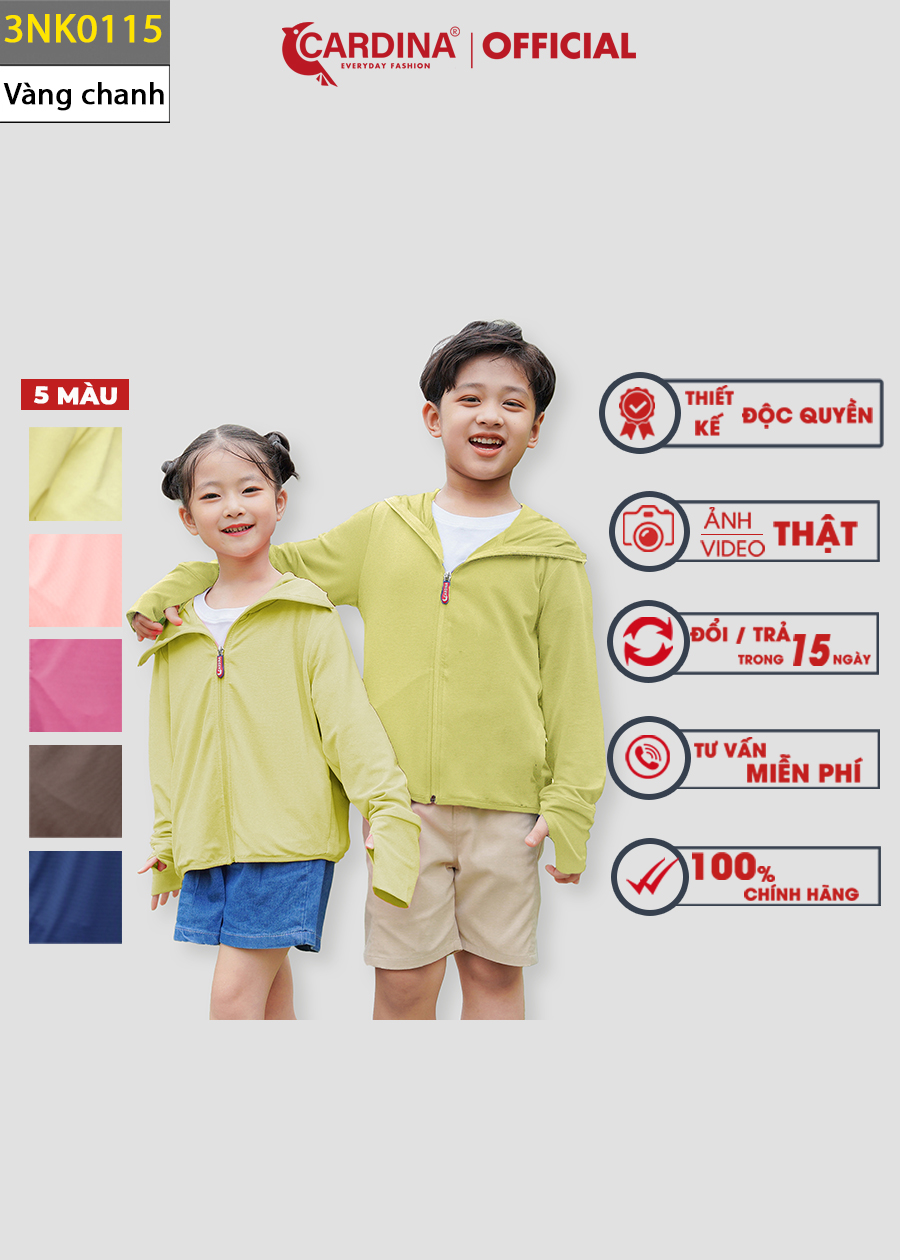Áo Chống Nắng Trẻ Em CARDINA 1 Lớp Chất Thun Lạnh  Aircool Nhật Bản Cao Cấp Chống Tia UV 3NK01