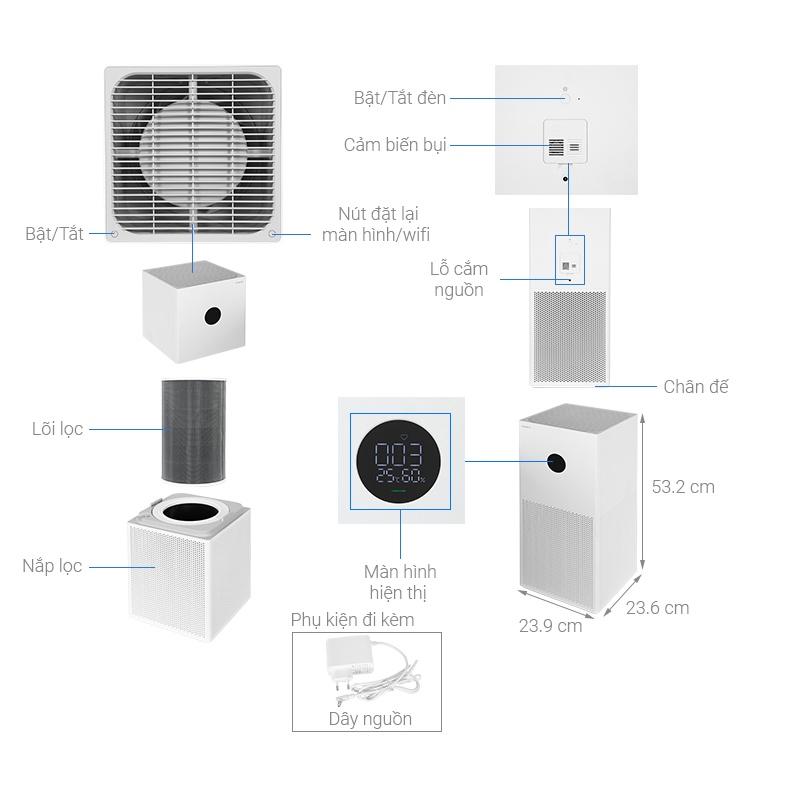 Máy lọc không khí Xiaomi Mi Air Purifier 4 Lite Diện tích lọc lớn 43m2 Bản quốc tế, AC-M17-SC - Hàng chính hãng