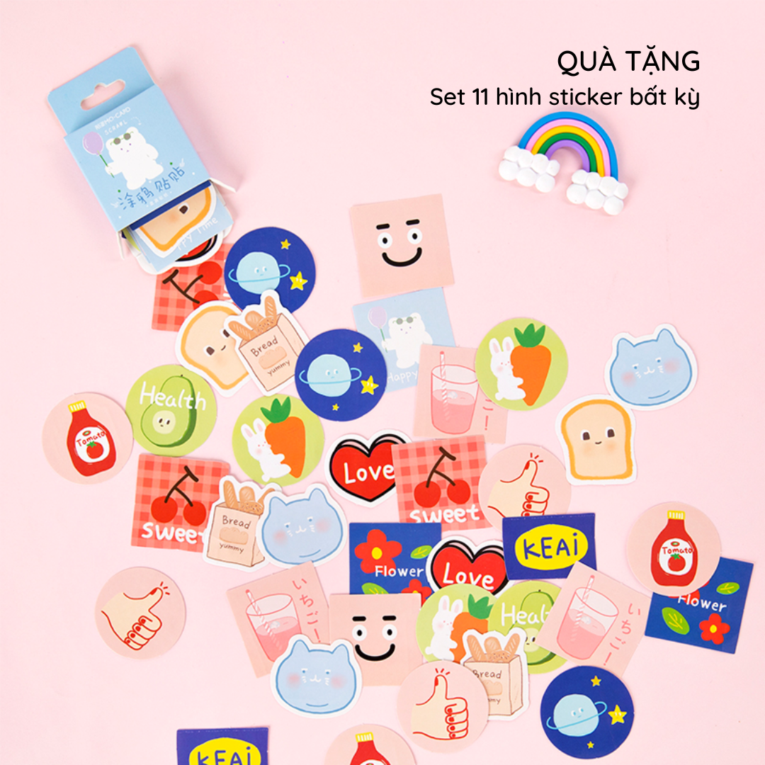 Sticker 11 hình dán trang trí sổ tay dễ thương mẫu bất kỳ Crabit
