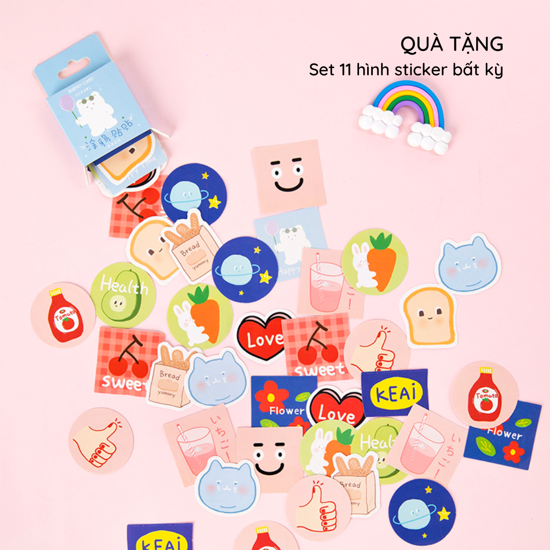 [Quà tặng] Sticker 11 hình dán trang trí sổ tay dễ thương mẫu bất kỳ Crabit