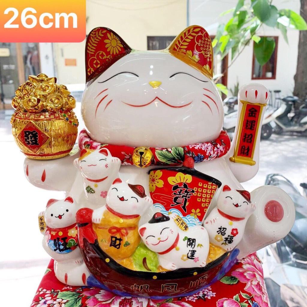 Mèo thần tài Thiên kim vạn lượng may mắn 30cm