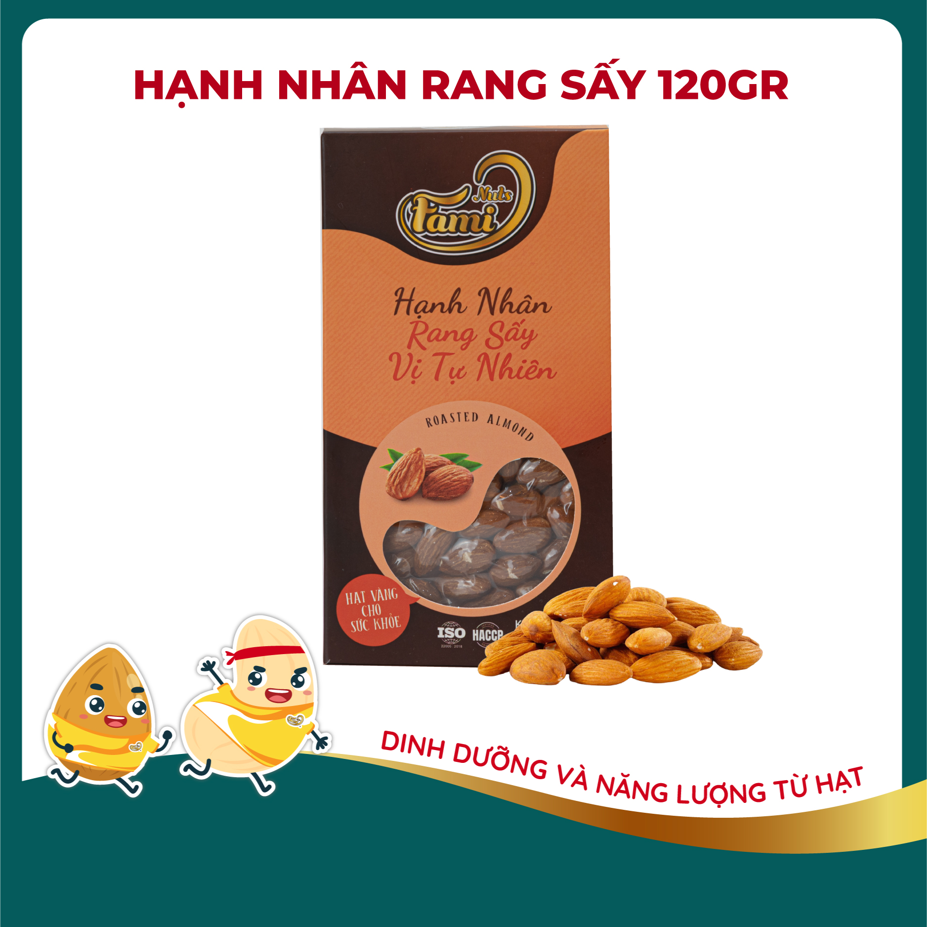 Hạt Hạnh Nhân Rang Sấy Vị Tự Nhiên Hộp Giấy 120g - FAMINUTS