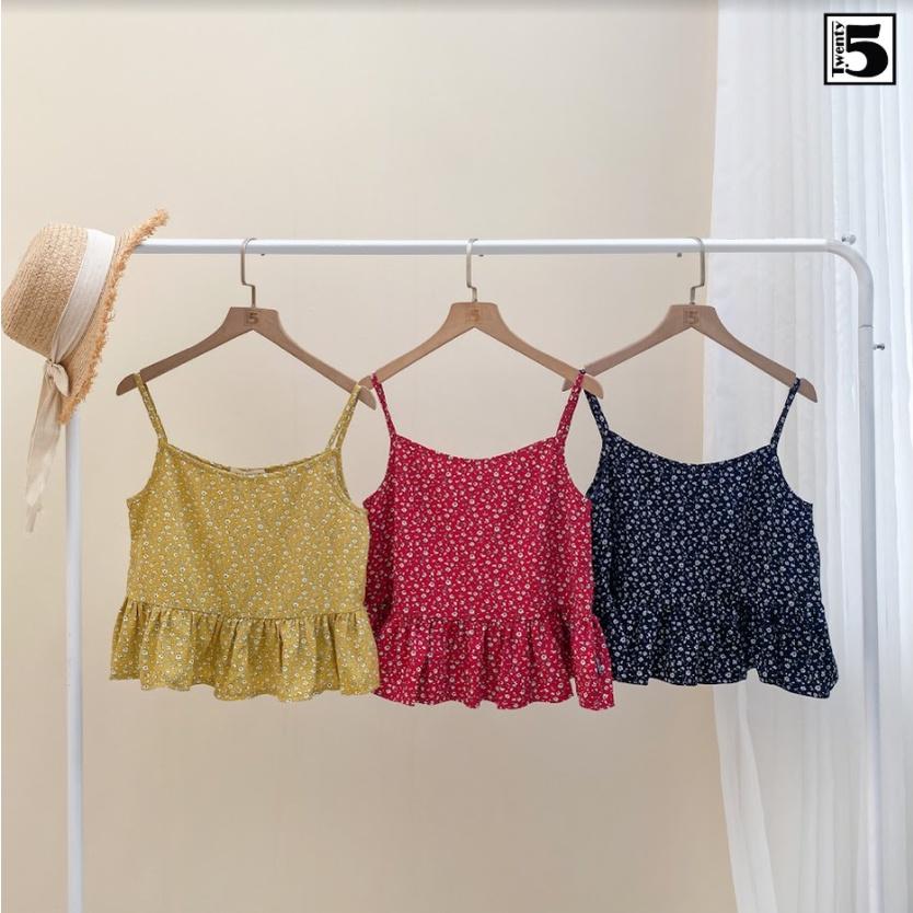 Áo hai dây nữ hoa nhí, bèo nhún vạt Twentyfive N1044