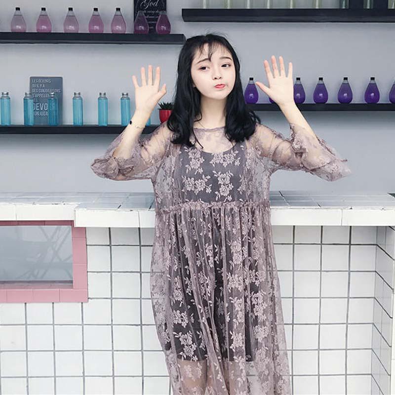 Đầm ren tay chuông hoa văn Mã: DA5109 - NÂU