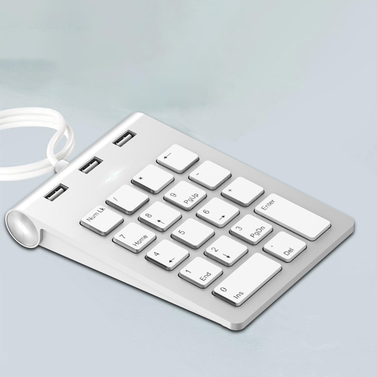 Numeric Keypad Wired Keyboard USB Portable 3 USB 2.0 Hubs Num Pad 18 Keys Digita Keyboard for Desktop Computer Notebook PC