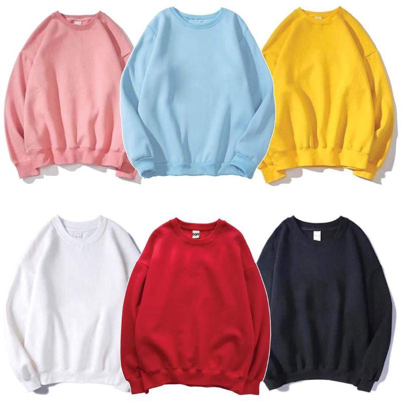 Áo nỉ trơn sweater, áo đôi thu đông dài tay nhiều màu sắc
