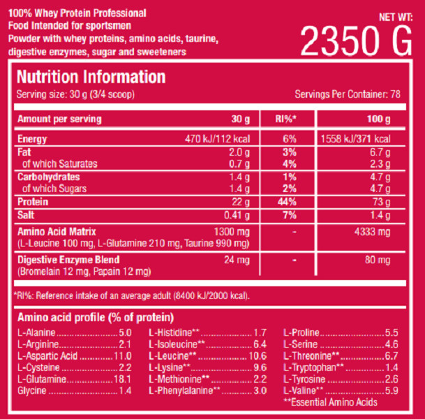 100% WHEY PROTEIN PROFESSIONAL 2350 KIWI BANANA