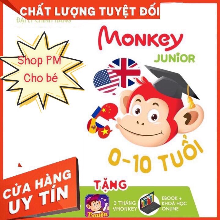 Monkey Junior 1 năm - APP học Tiếng Anh online cho bé từ 0-10 tuổi