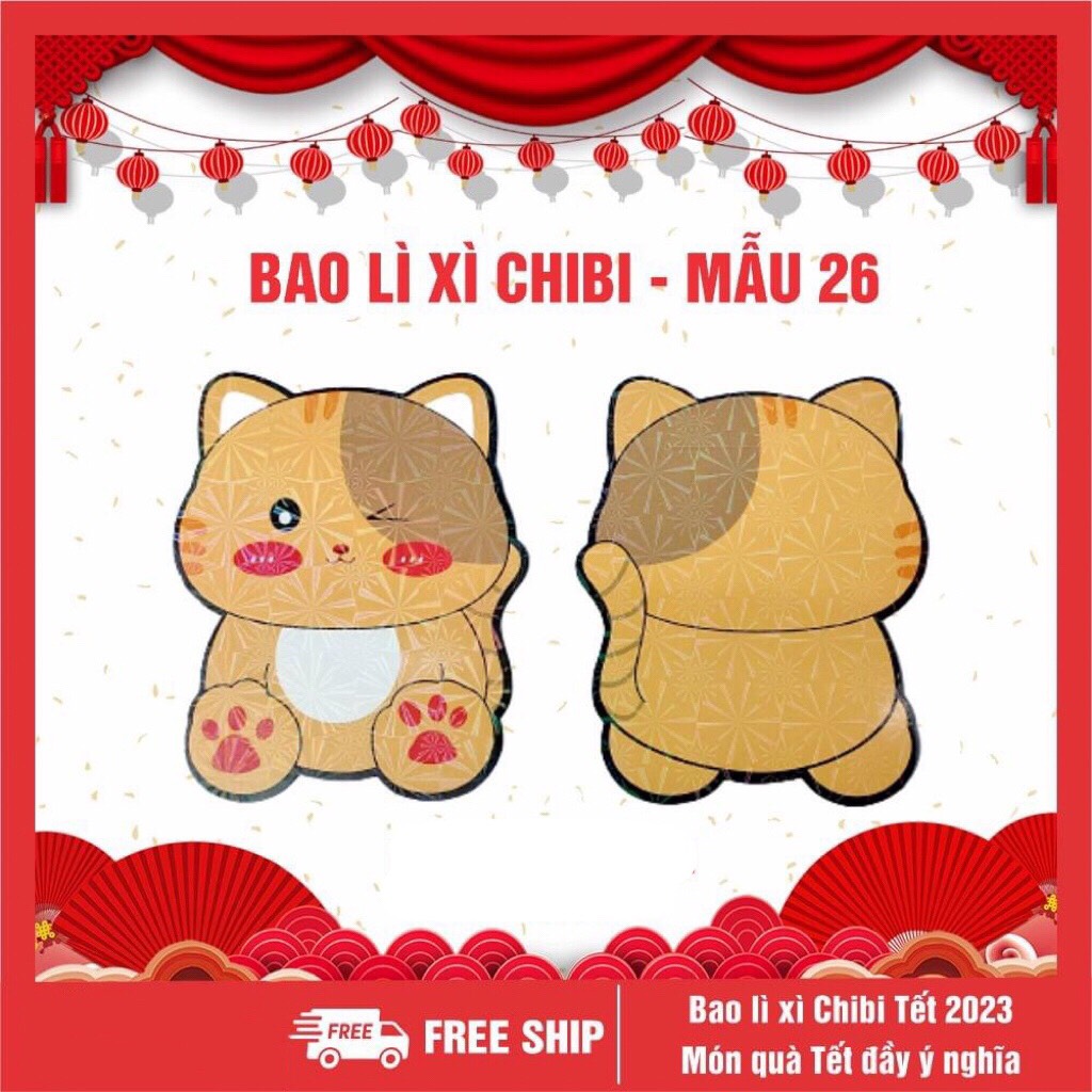 Bao lì xì chibi Tết 2023 cute dễ thương có phản quang - Giao mẫu ngẫu nhiên