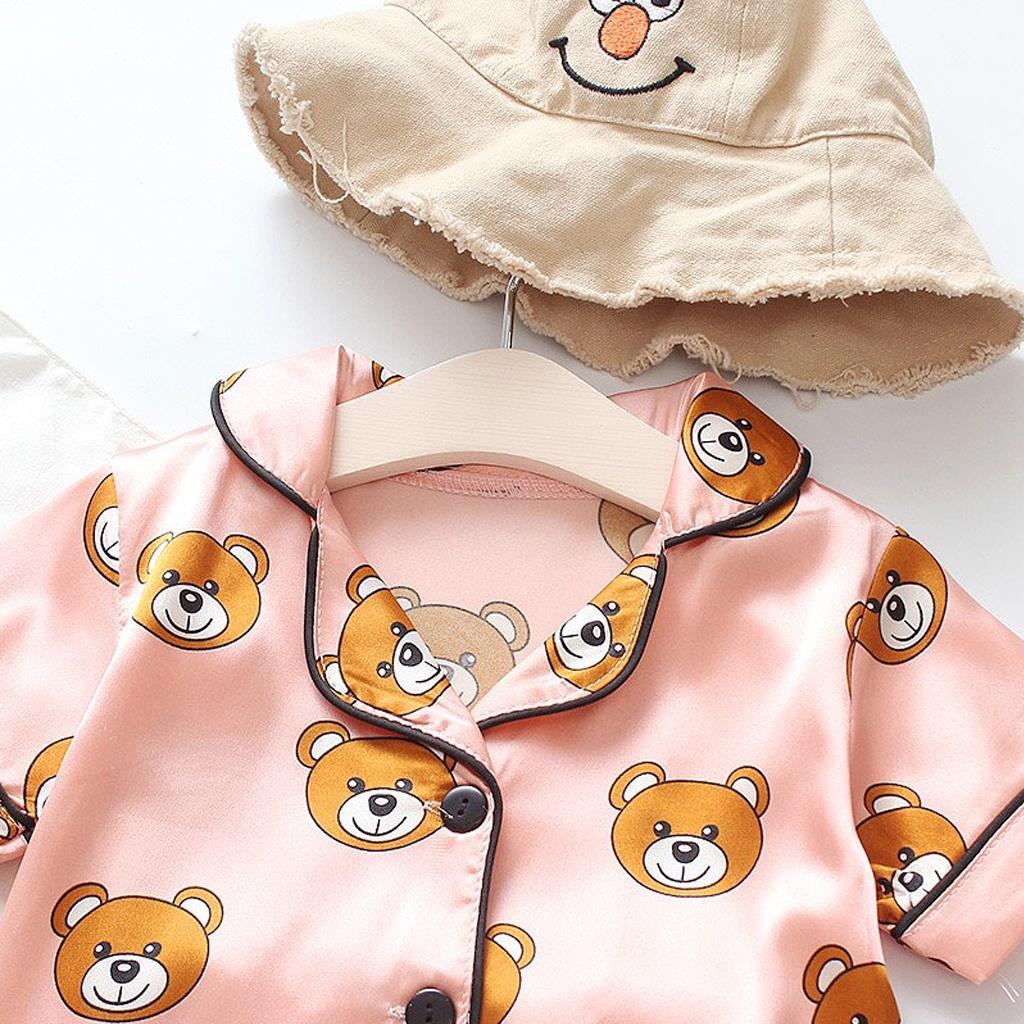 Bộ Ngủ Cộc Tay Cho Bé, Bộ Pijama Cộc Tay Cho Bé In Hình Gấu Cực Đẹp Từ 7 - 27kg - ROSY KIDS