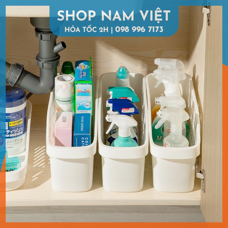 Rổ Đựng Đồ Chia Ngăn Nhà Bếp Nhà Tắm Có Bánh Xe Tiện Lợi Navivu - Rổ Cao D36.6Cm X R13.8Cm X C19.4Cm