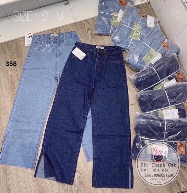 QUẦN JEANS ỐNG RỘNG XẺ Gấu DÁNG DÀI- hình thật chính chủ