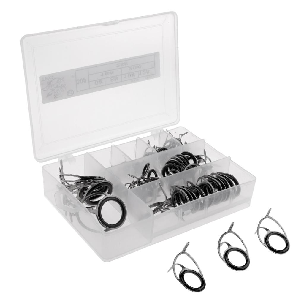 75x Stainless Steel Fishing Rod Guide Ring Rod Repair Kit DIY Tip Ring