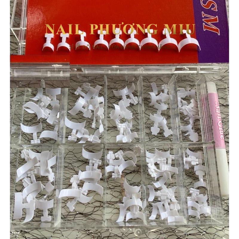 Hộp 100 Móng Nối Fen Đầu Móng HSM Đủ Size Màu Trắng Đục Làm Nail Tặng Kèm Chai Keo Mini, Móng Típ Nối French Trang Trí Móng Nhựa Abs Nail Phương Miu