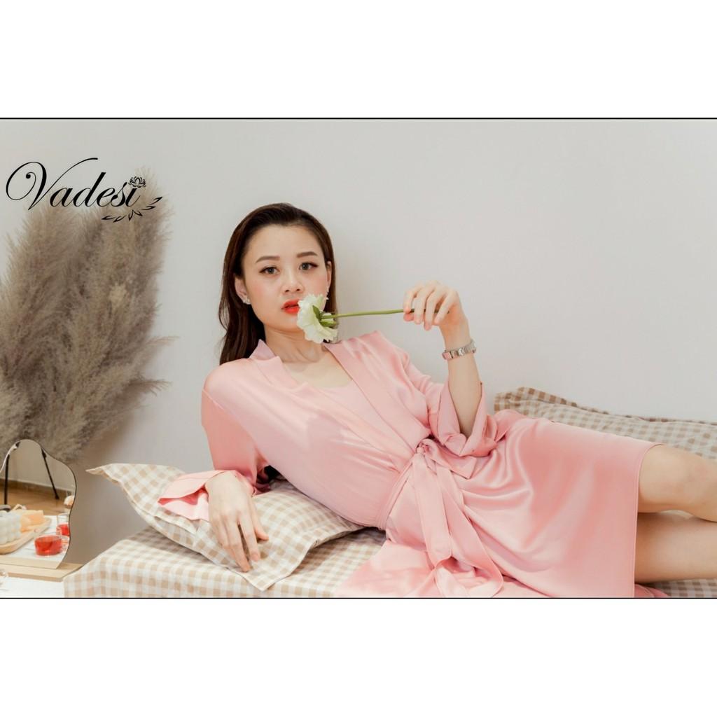 Set Đầm Ngủ Lụa Cao Cấp Vadesi, Váy Ngủ Luxury 2 Dây Lụa Tơ Mềm Mịn Phong Cách Nhật Sang Đẹp