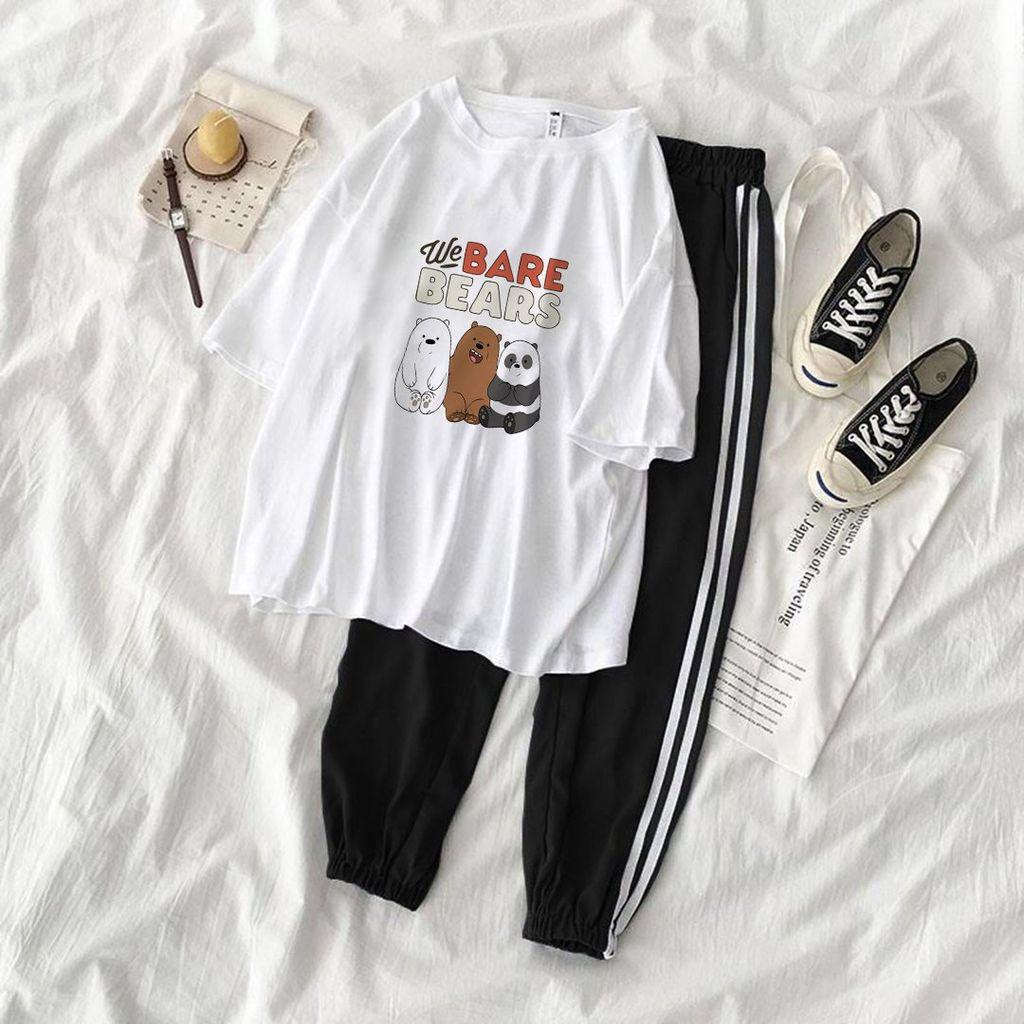 Quần jogger set áo quần jogger Line in hình We are Bear unisex nữ nam phong cách hàn quốc siêu đẹp – ST55– babitrendy