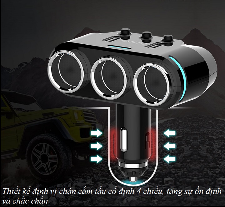 Bộ chia tẩu sạc trên ô tô BC39 QC3.0 cao cấp - Hàng nhập khẩu