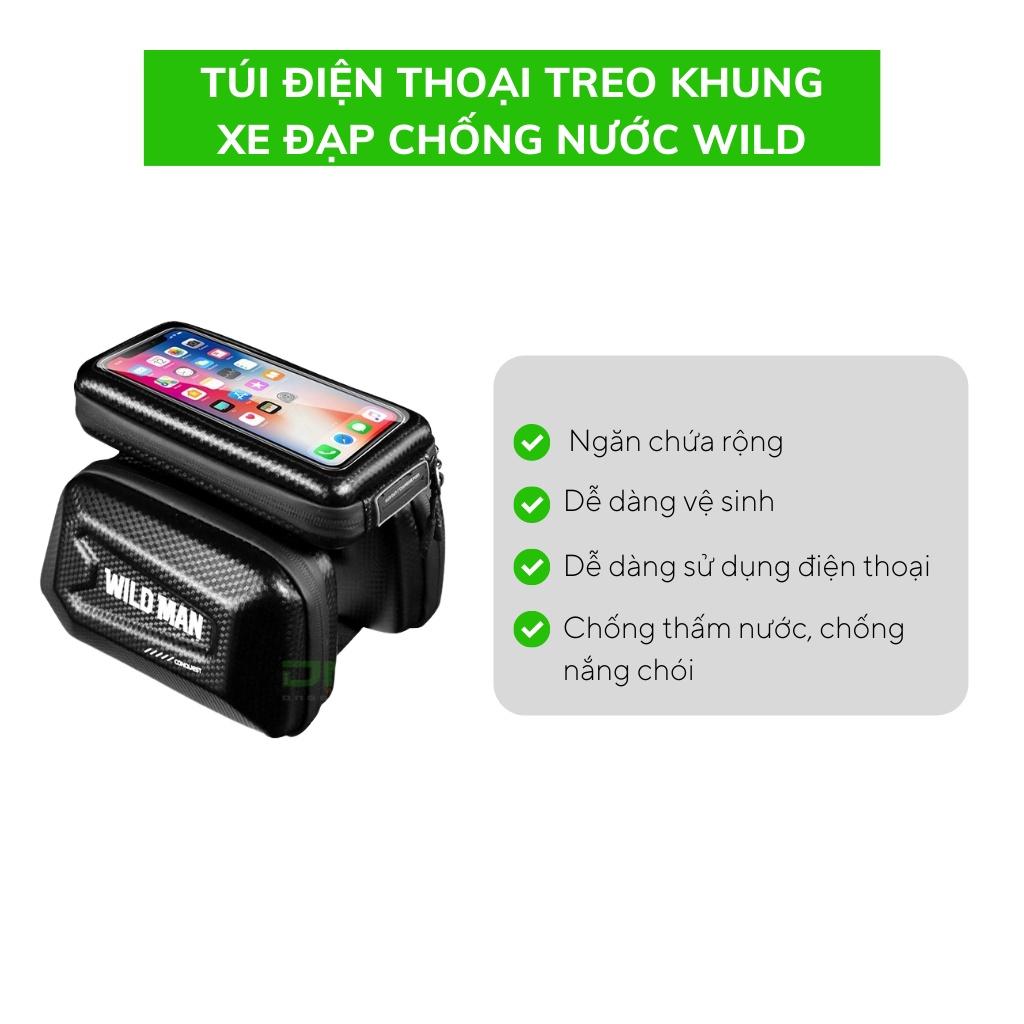 Túi điện thoại treo KHUNG xe đạp 3 ngăn chống nước WILD MAN E6