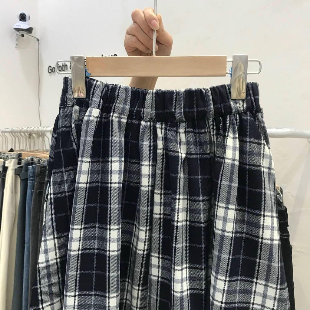 JULIA/ chân váy kẻ to xanh Vni 2106
