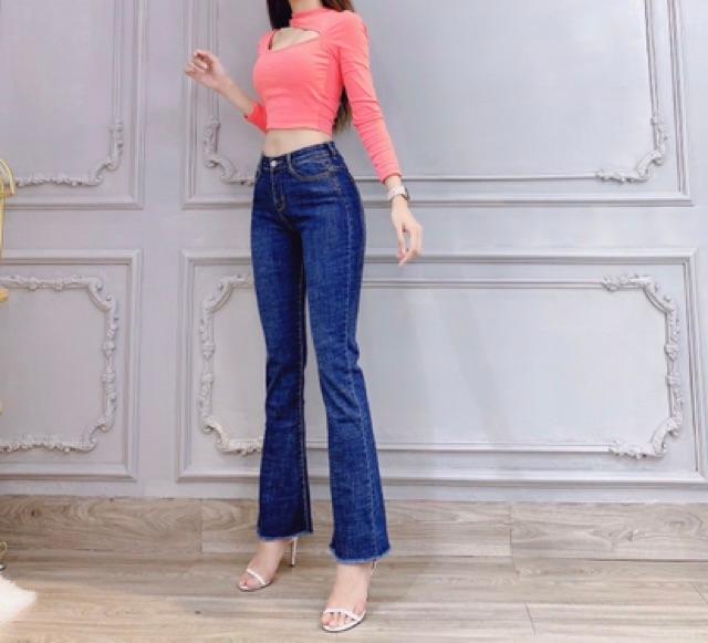 Quần jeans ống loe co giãn cạp cao size 26/30