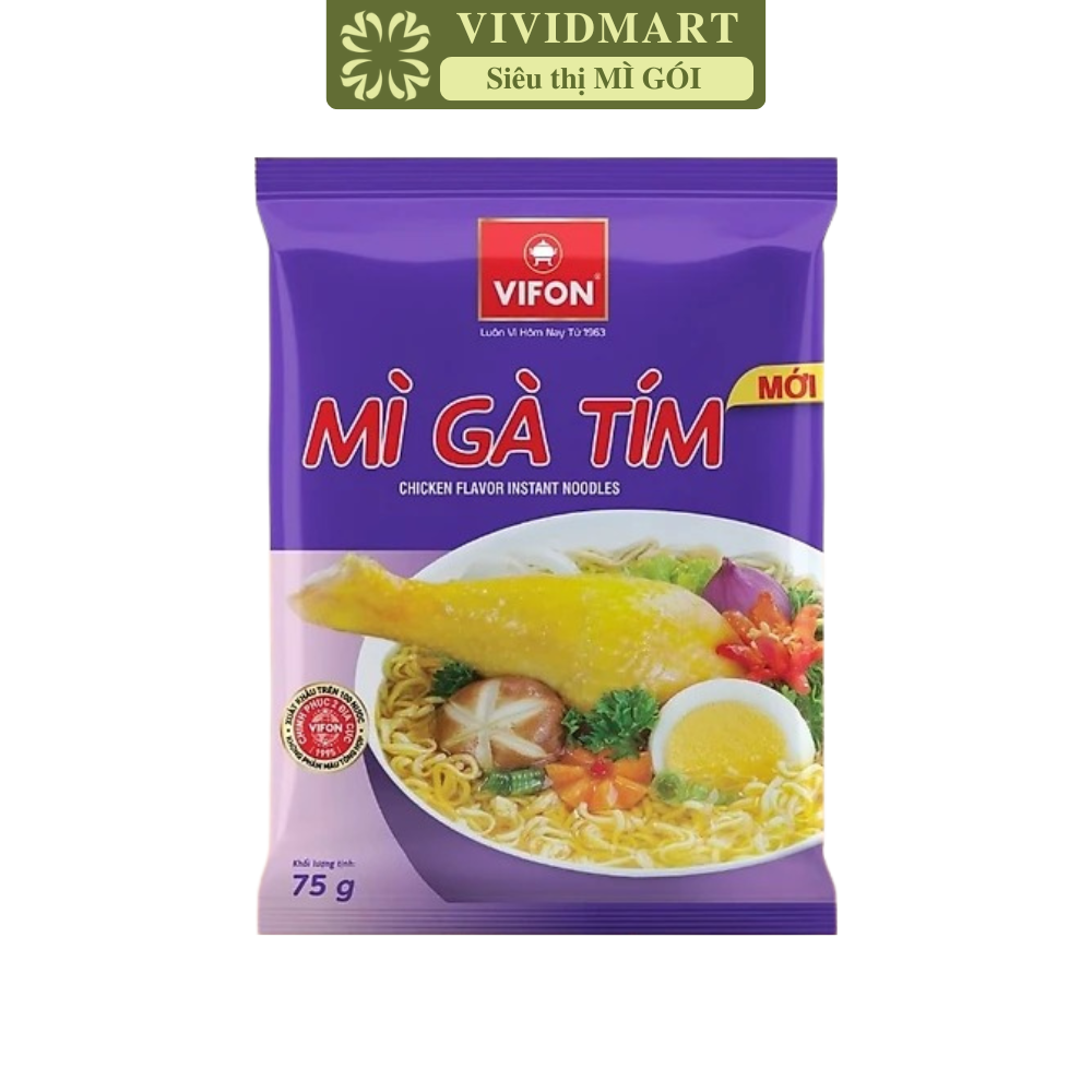 VIFON - Mì gà tím Vifon, Mì Vifon gà tím, Mì gà Vifon gà tím, Mì gói gà tím ăn liền Vifon mì ăn liền (75g/gói)