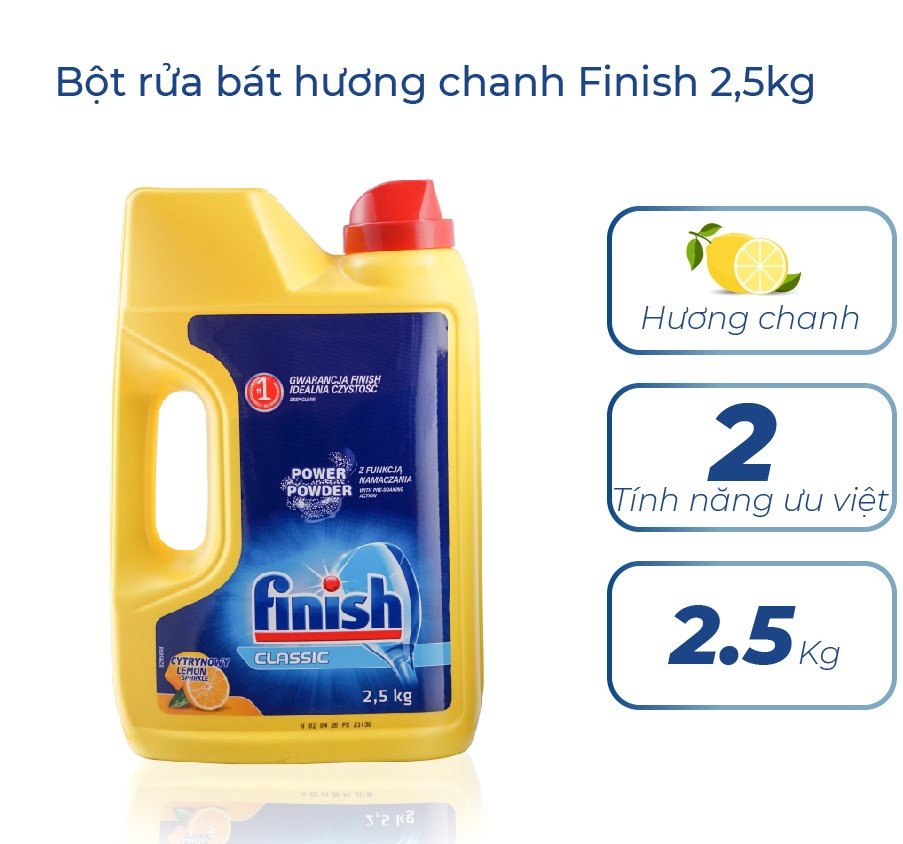 Bột rửa bát Finish 2.5kg dùng cho Máy rửa bát chén