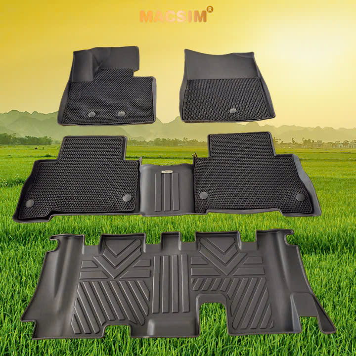 Thảm ô tô sd3 2 lớp dạng lưới lục giác Kia Sorento 2014-2020 màu đen - bề mặt cao su siêu sạch - Macsim