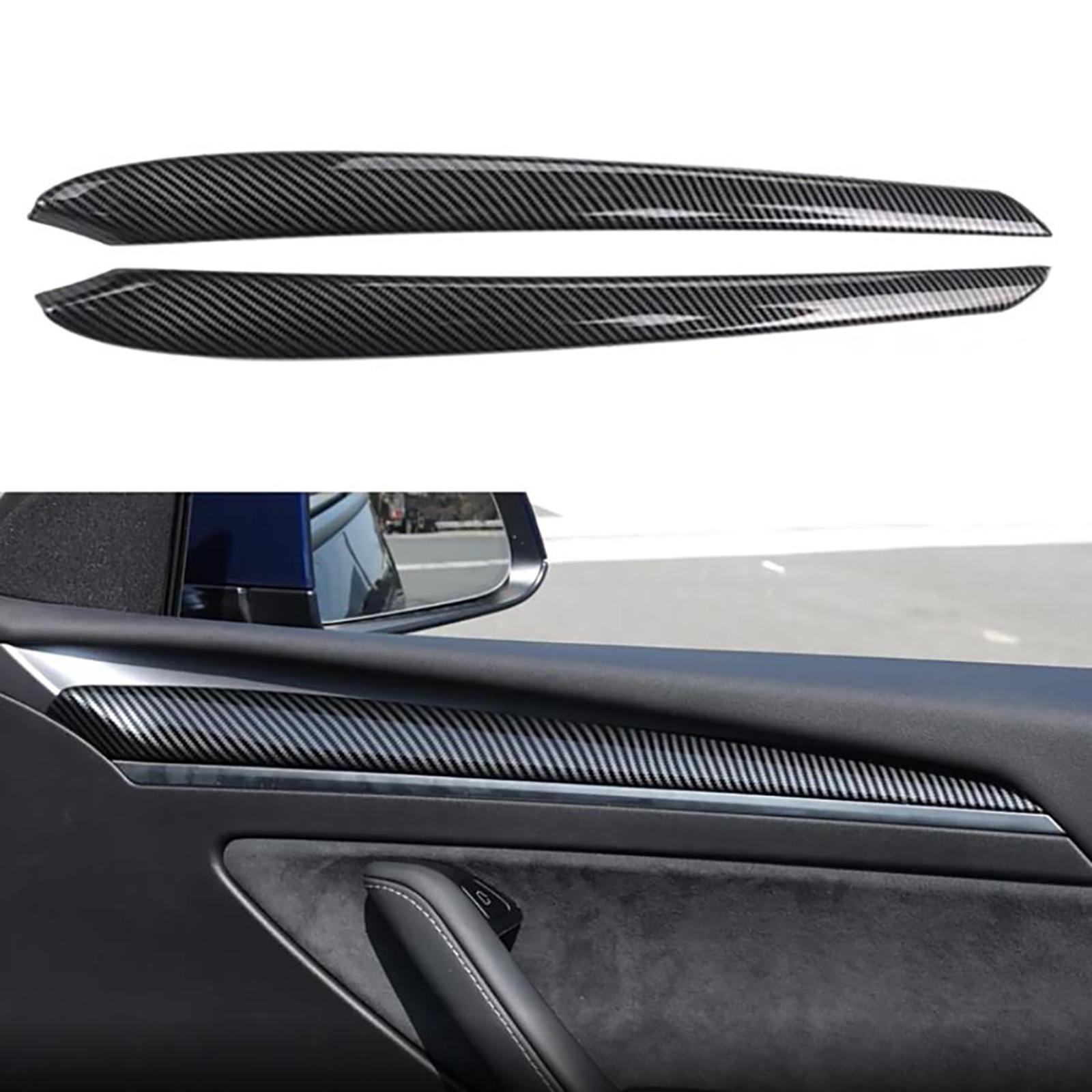 2 Pieces Door Set Decoration for Tesla Model Y Carbon Fiber Protection ABS