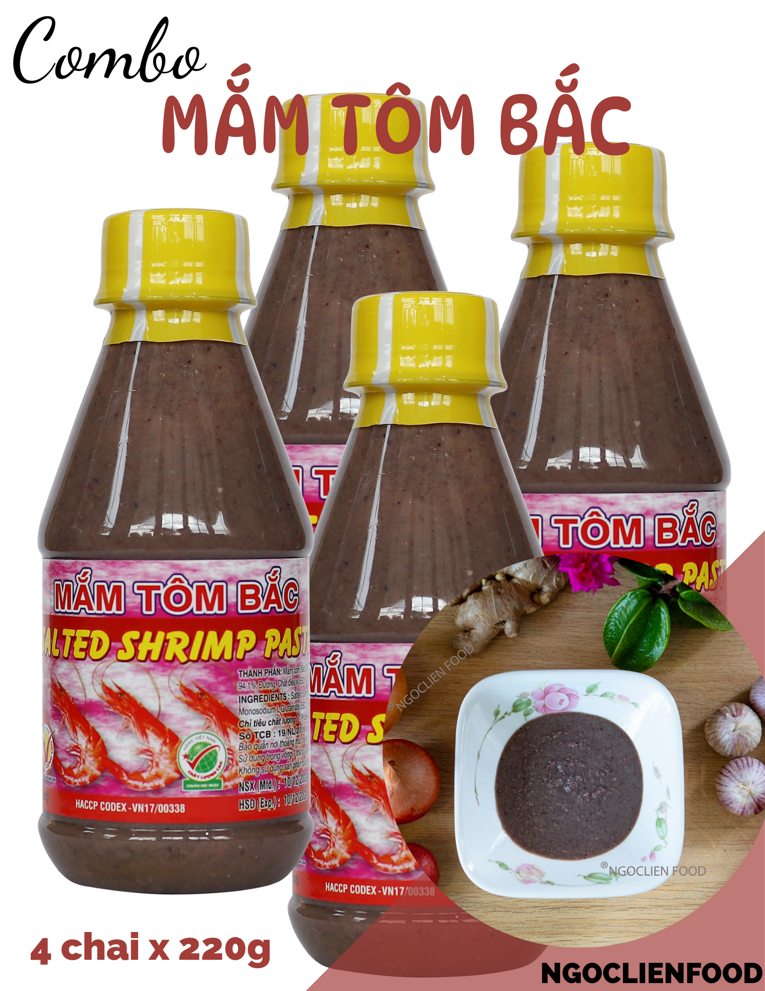 Mắm Tôm Bắc 220g Ngọc Liên 4 Chai