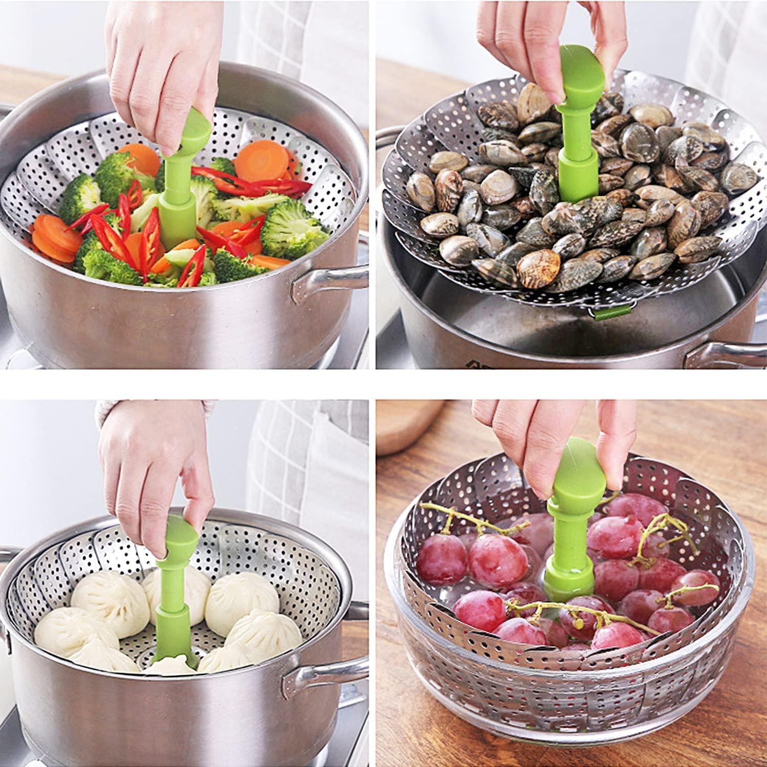 Nồi nấu hơi bằng thép không gỉ, bộ đá mỏng có thể điều chỉnh với tay cầm mở rộng cho rau và trái cây, giỏ có thể gập lại phù hợp với thức ăn cho em bé máy rửa chén