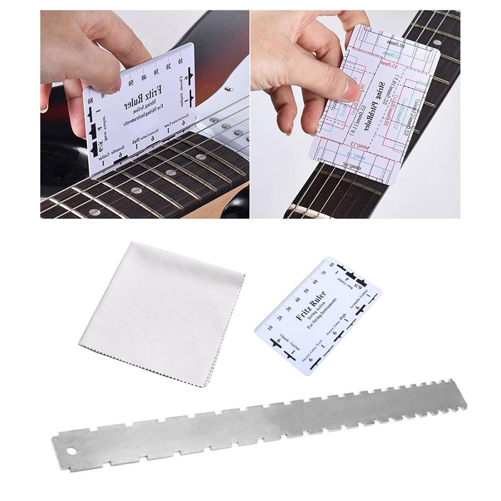 Guitar Neck Notched Straight Fret Ruler Measuring Ruler Gauge Fret Leveling Fret Guitar Level Luthier Tool for Bass Acoustic Electric Guitar