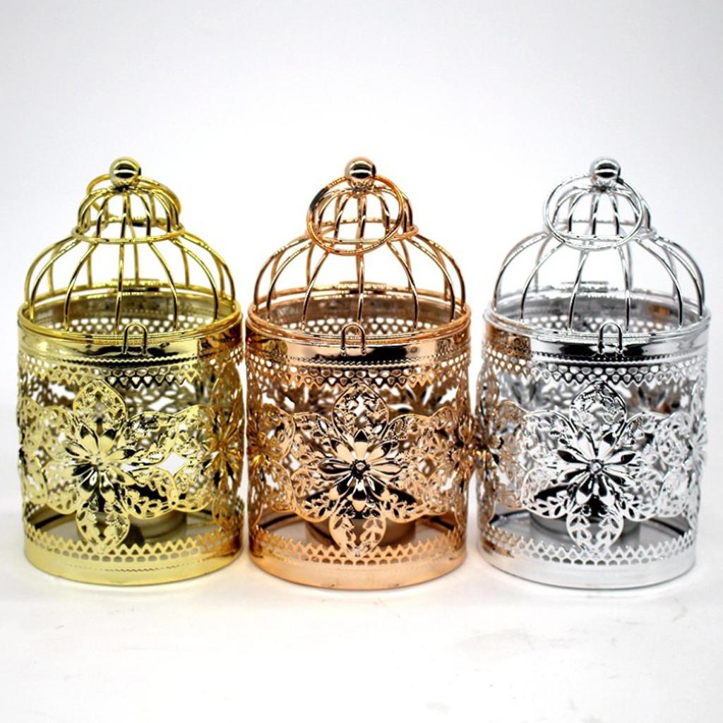 Bird Cage Candle Holder Vintage Metal Tealight Lantern Table Piece-A-Gold